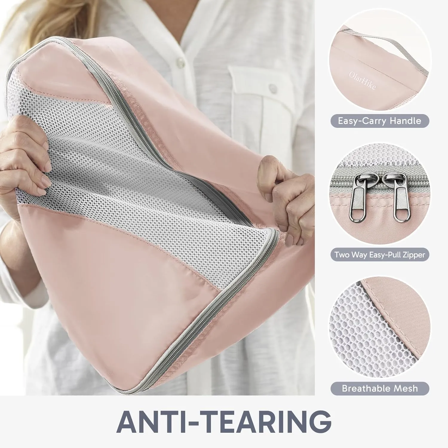 10 Set/8 Set Packing Cubes for Travel, Gifts for Women Mom,Anti-Tearing Suitcase Organizer for Luggage with Shoe & Hanging Toiletry Bag,OlarHike Vacation Essentials & Accessories for Cruise Ship,Beige