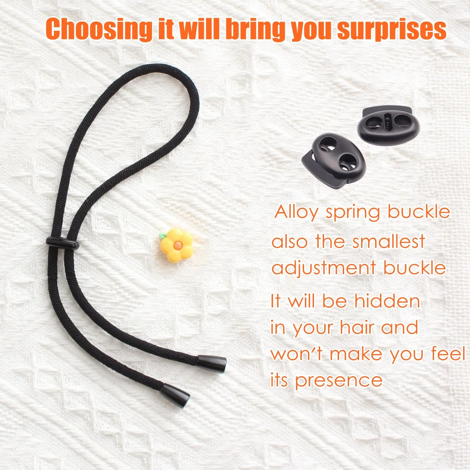 Adjustable Headband Hair Tie for Thick, Natural, Kinky & Curly Hair - Fits Afro Ponytails, Buns, Updos (D-1 Count (Pack of 5))