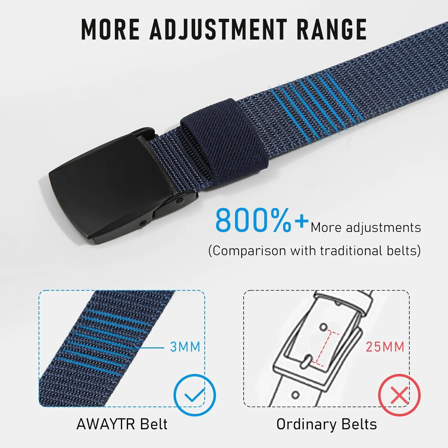 AWAYTR Nylon Boys Baseball Belt - Kids Golf Belt with Metal Buckle for Softball Pants School Uniform Jeans