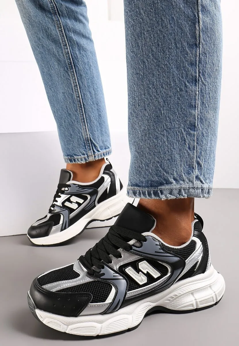 Chunky Comfortable Sneakers -Black\Silver