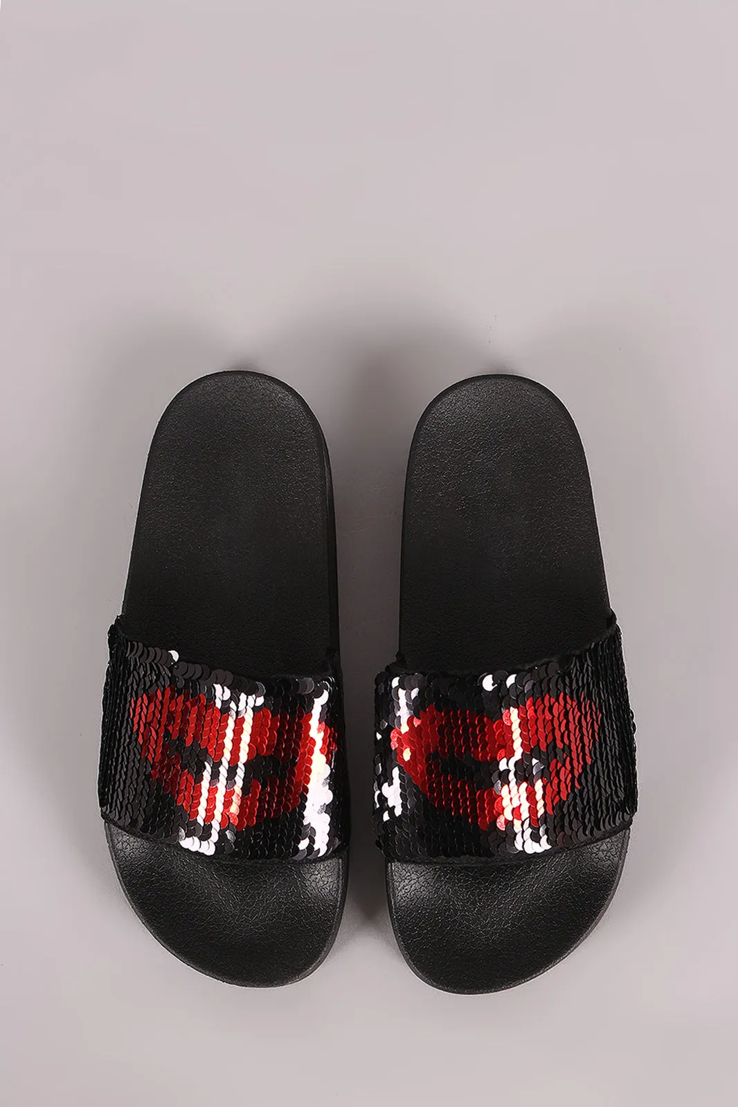 Color Changeable Sequins Lip Slide Sandal