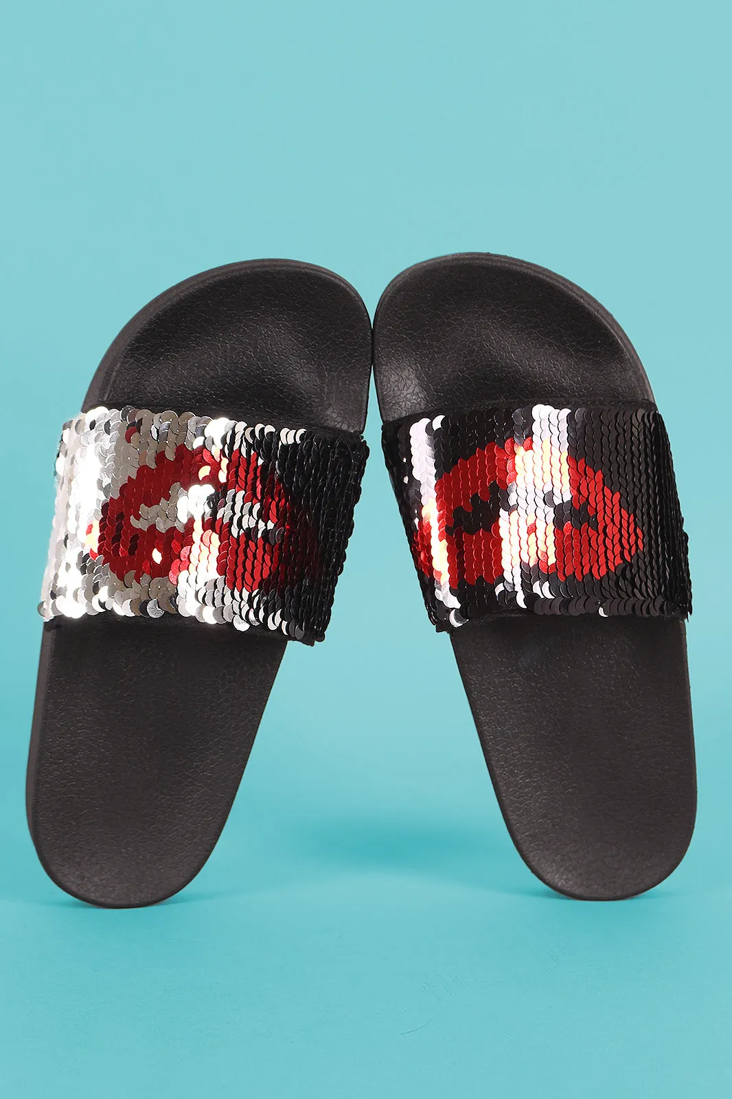 Color Changeable Sequins Lip Slide Sandal