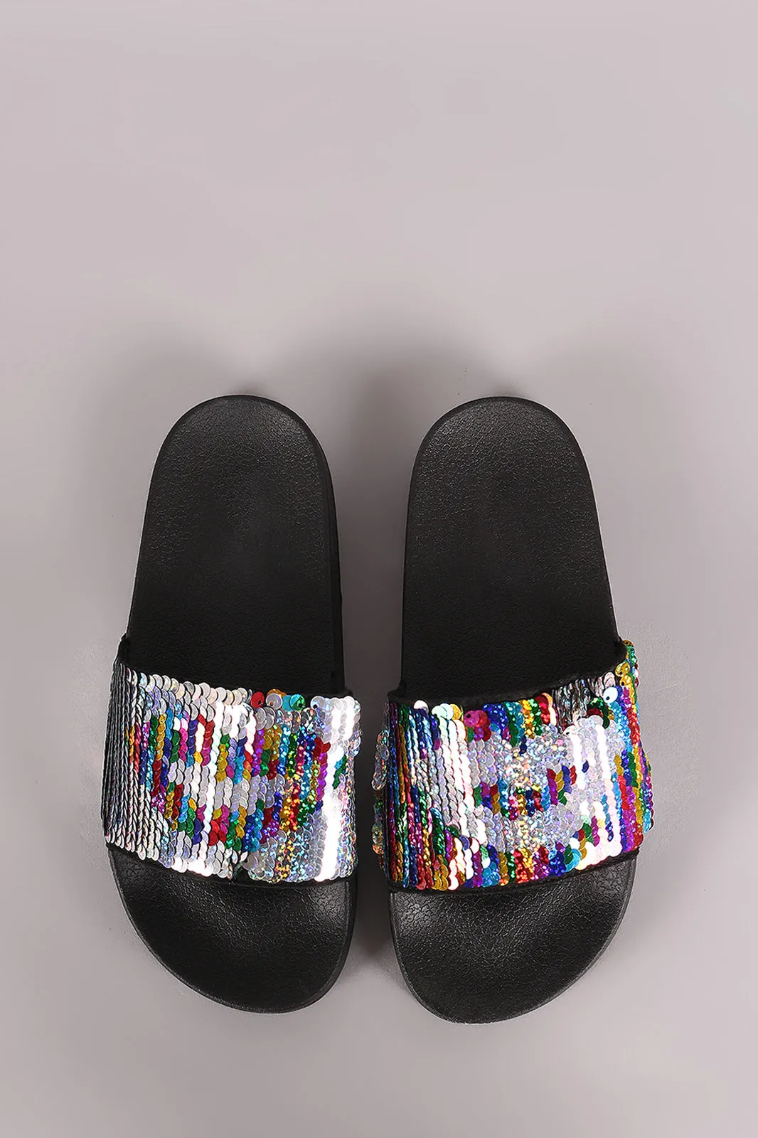 Color Changeable Sequins Lip Slide Sandal