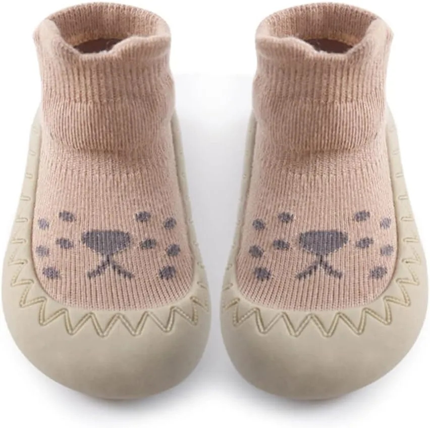 Exegawe Baby Sock Shoes Toddler Cartoon Soft Rubber Sole Non Slip Floor Slipper for Boys Girls First Walking