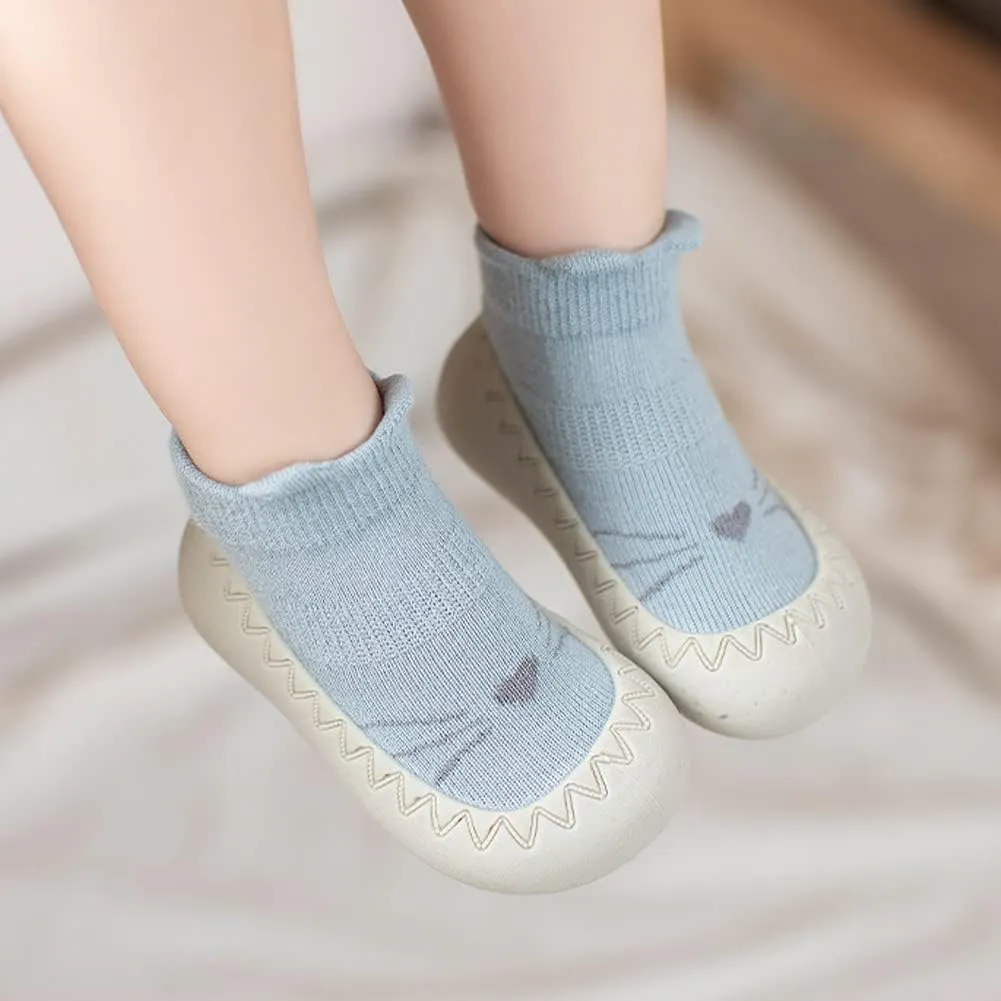 Exegawe Baby Sock Shoes Toddler Cartoon Soft Rubber Sole Non Slip Floor Slipper for Boys Girls First Walking