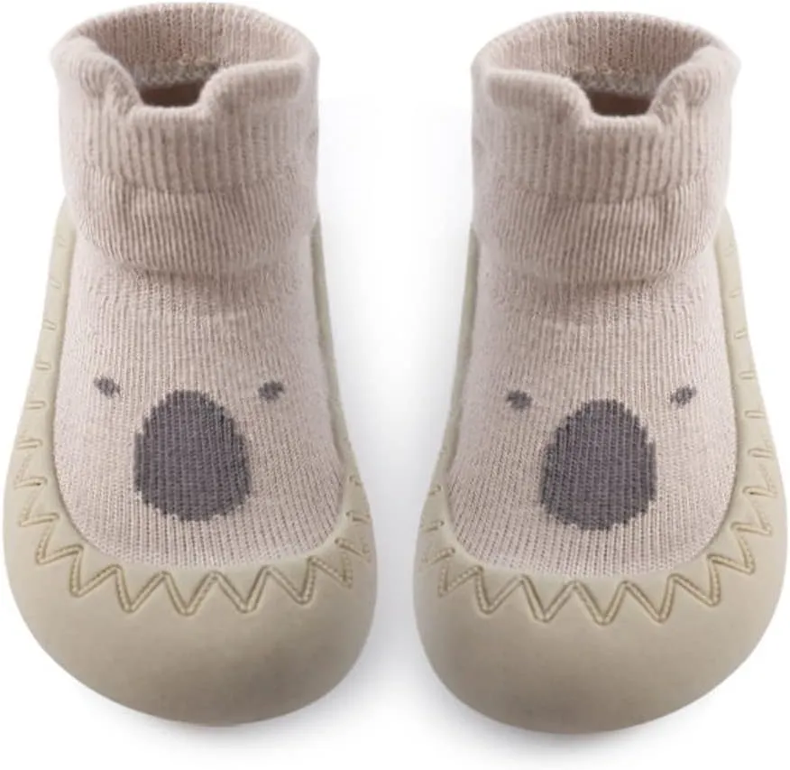 Exegawe Baby Sock Shoes Toddler Cartoon Soft Rubber Sole Non Slip Floor Slipper for Boys Girls First Walking