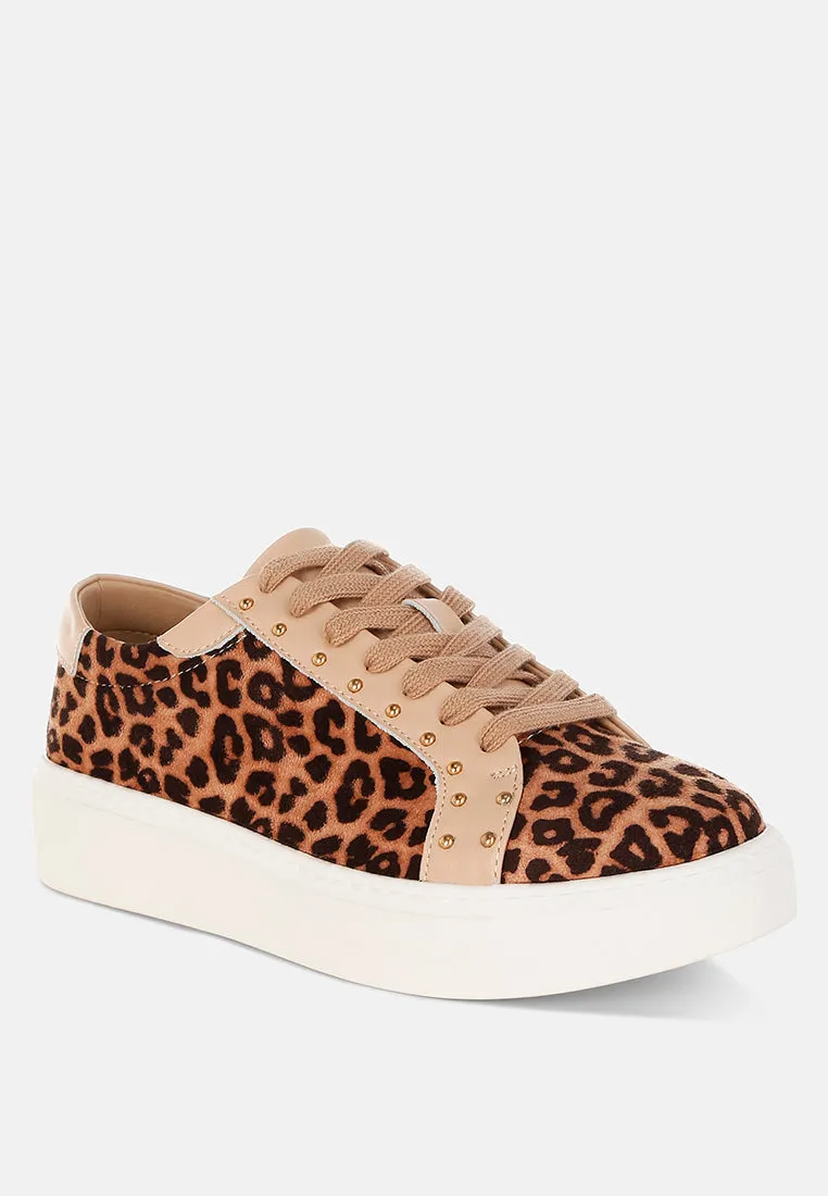 Flippin Studded Leopard Print Chunky Sneakers