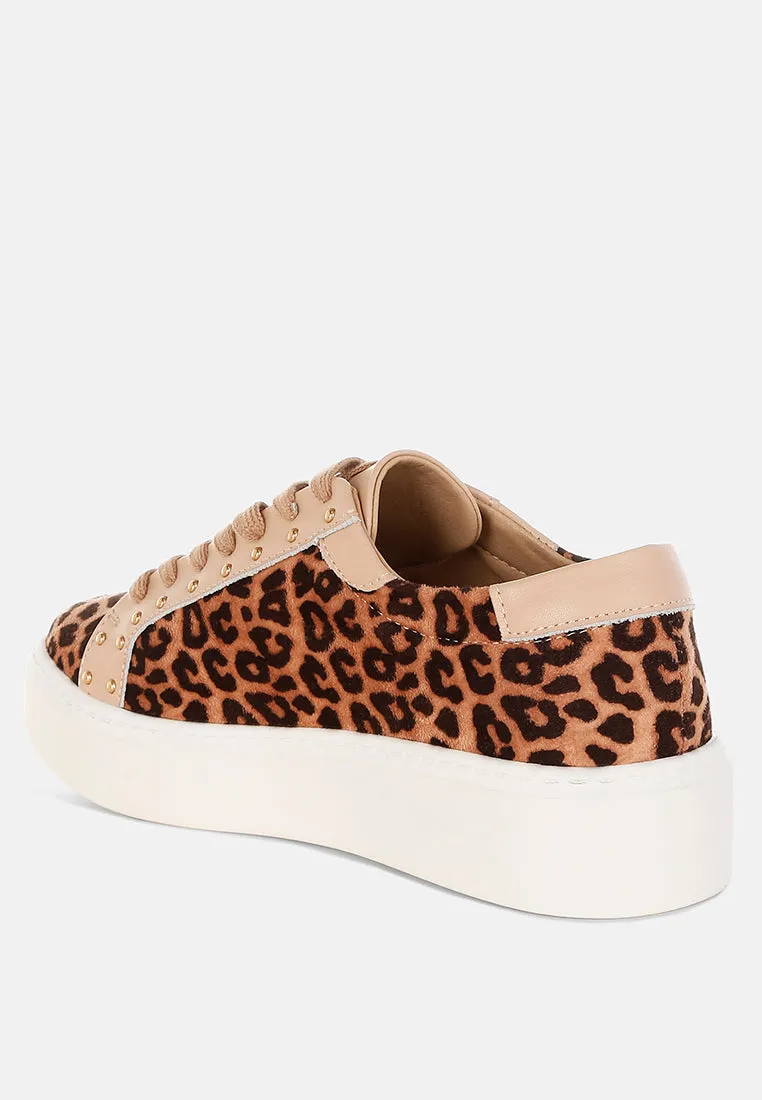 Flippin Studded Leopard Print Chunky Sneakers