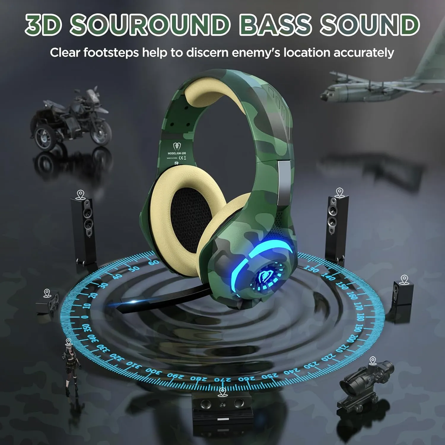 Gaming Headset for PS4 PS5 Xbox One, PS4 Headset with 3D Surround Sound and Noise Isolating Mic