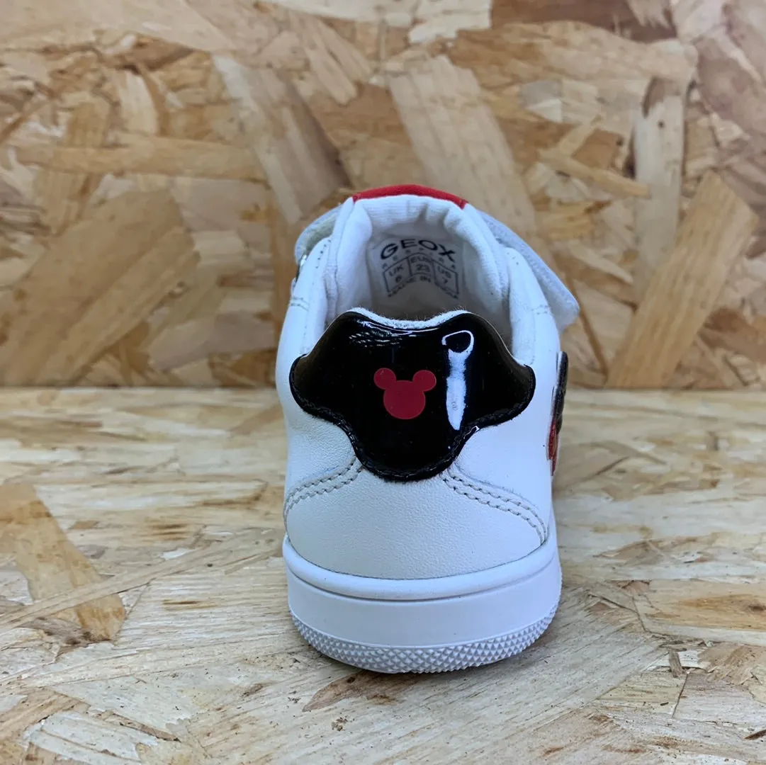 Geox Infant Disney Mickey Mouse Flick Leather Trainer - White / Red