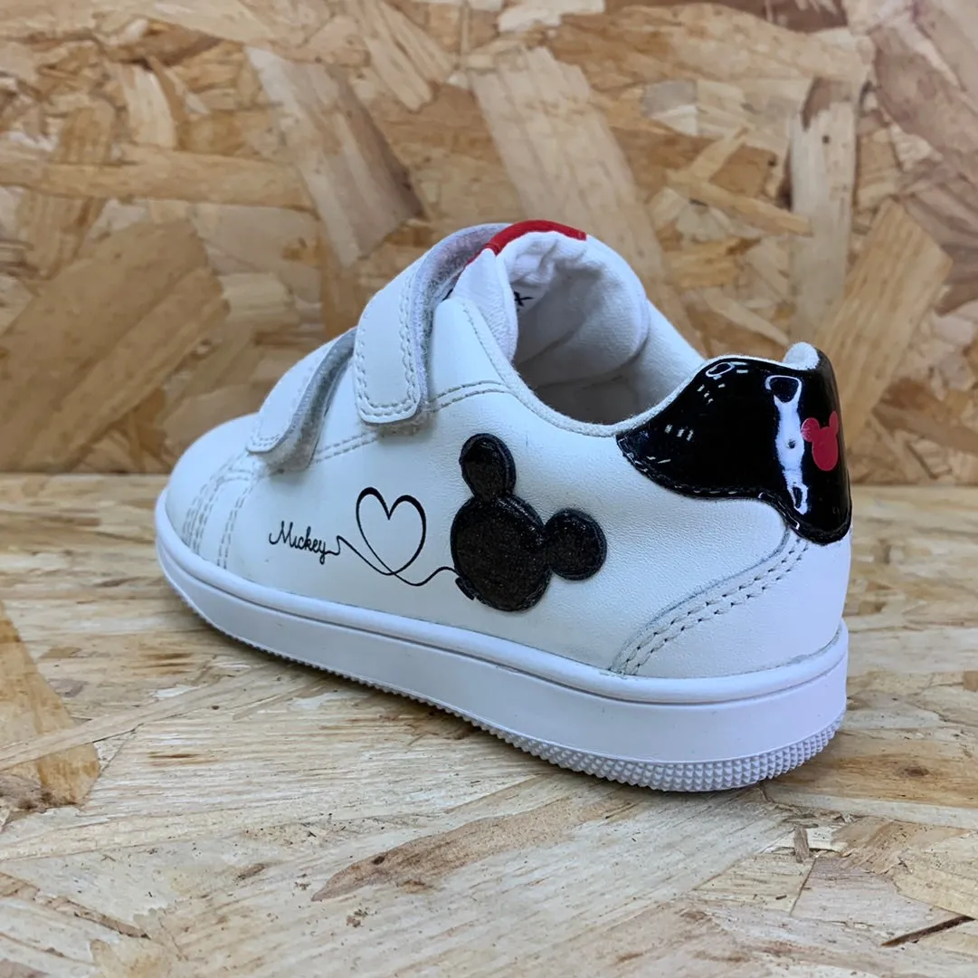 Geox Infant Disney Mickey Mouse Flick Leather Trainer - White / Red
