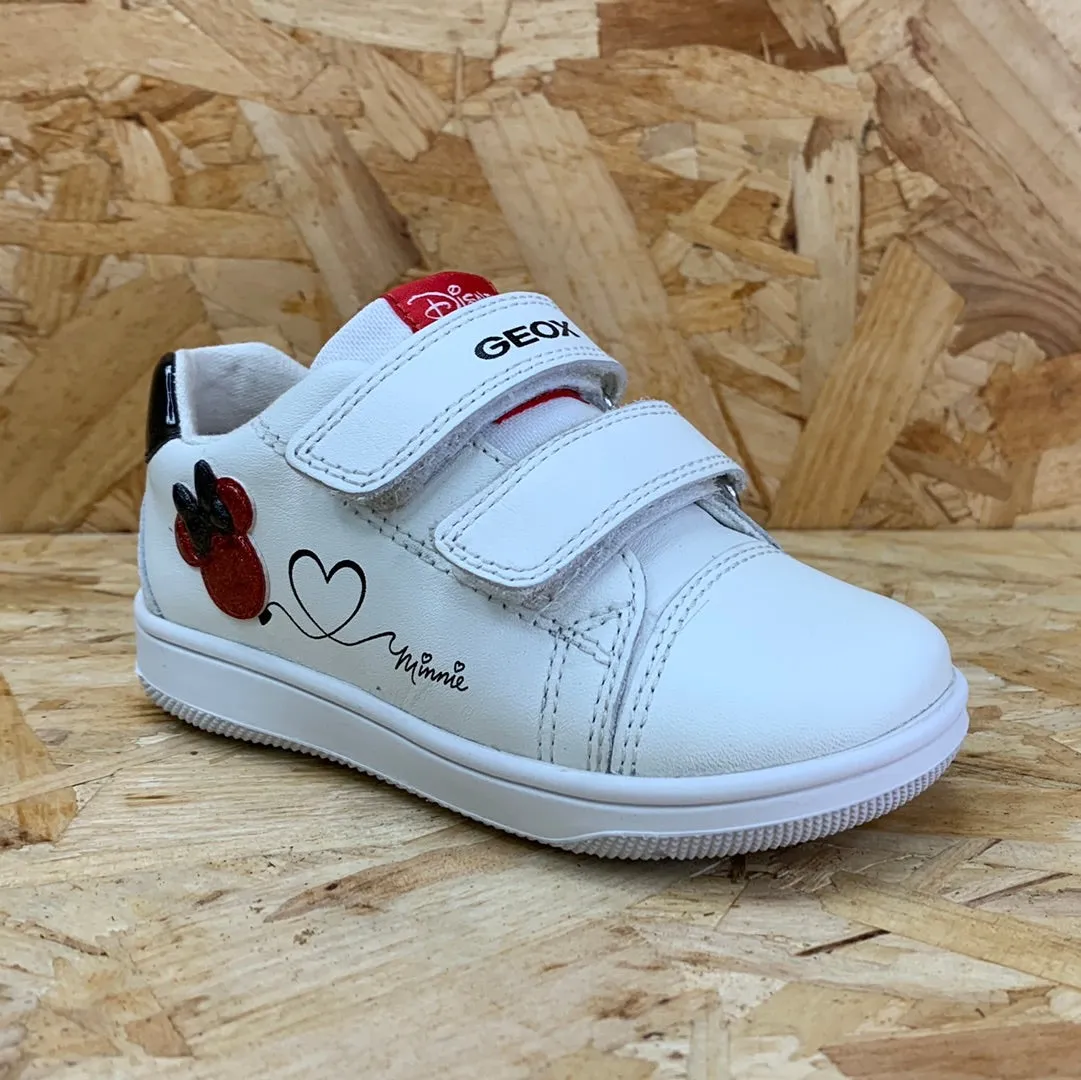 Geox Infant Disney Mickey Mouse Flick Leather Trainer - White / Red