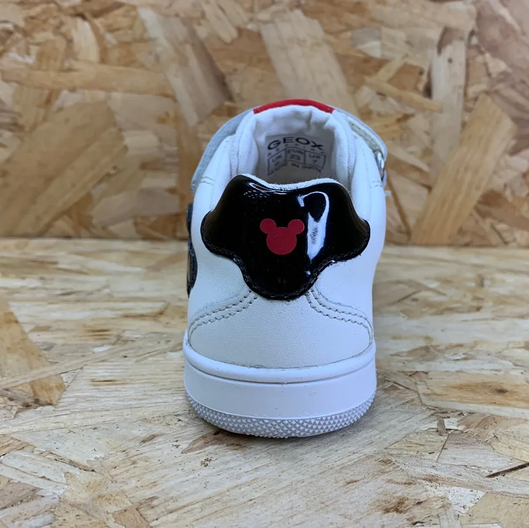 Geox Infant Disney Mickey Mouse Flick Leather Trainer - White / Red