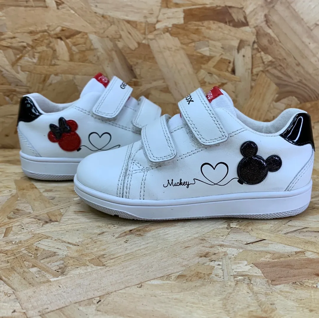 Geox Infant Disney Mickey Mouse Flick Leather Trainer - White / Red