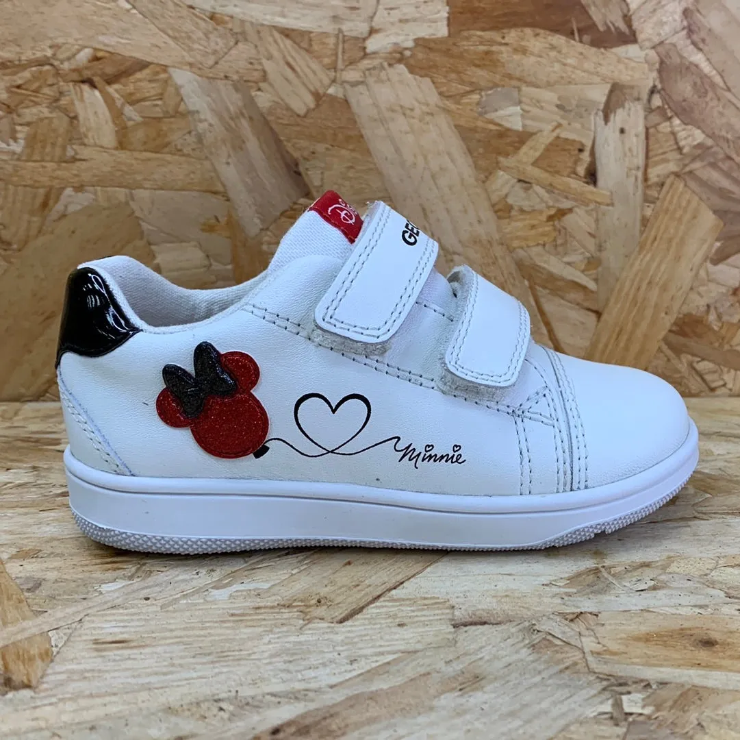 Geox Infant Disney Mickey Mouse Flick Leather Trainer - White / Red