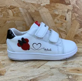 Geox Infant Disney Mickey Mouse Flick Leather Trainer - White / Red