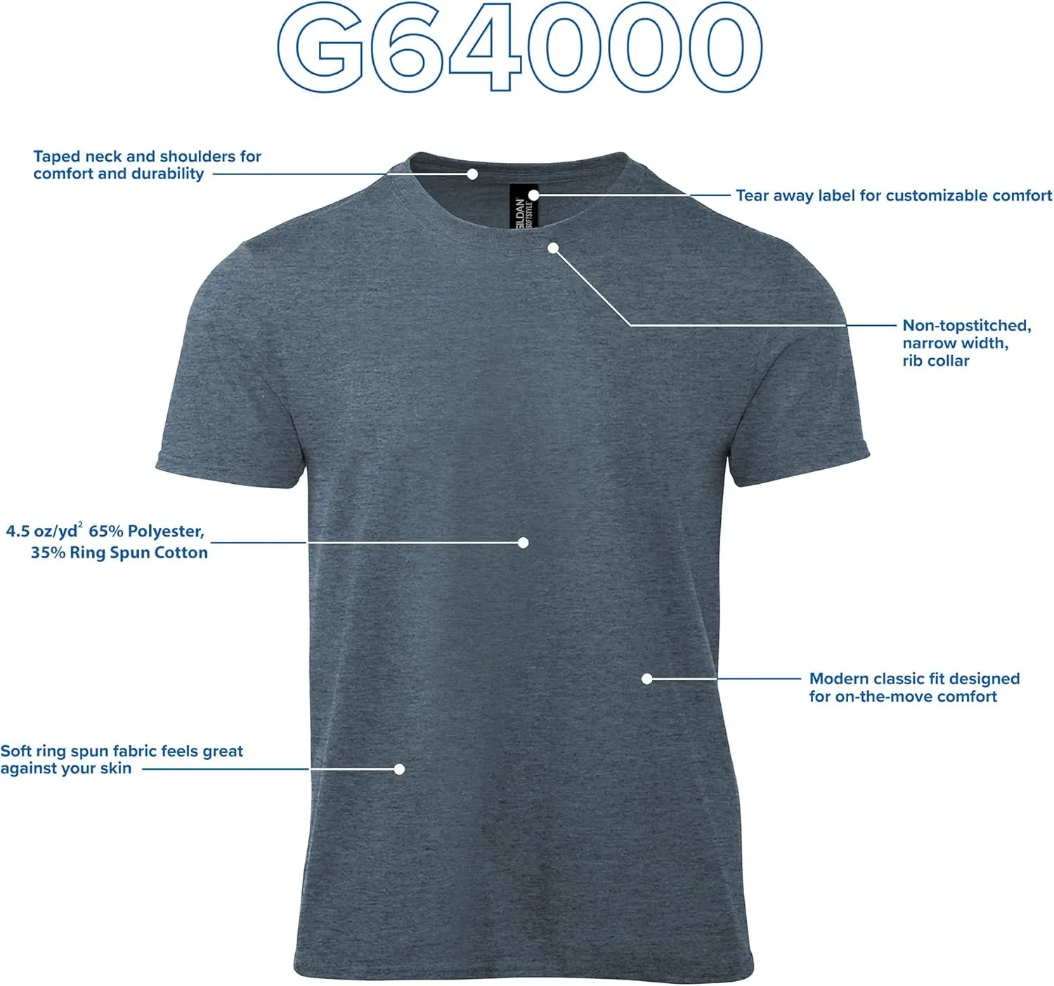 Gildan Adult Softstyle Cotton T-Shirt, Style G64000, Multipack