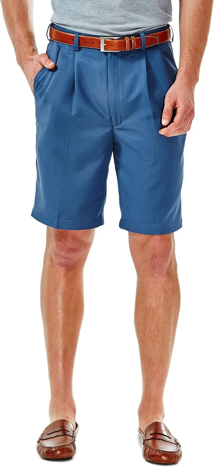 Haggar Men's Cool 18 Classic Fit Pleat Front Expandable Waistband Short (Regular and Big & Tall Sizes)