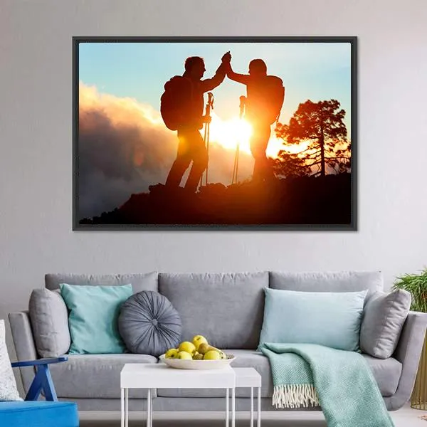 Hikers High Five Canvas Wall Art