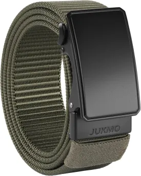 JUKMO Men's 1.5" Nylon Ratchet Belt, Casual Web Click Belt with Slide Buckle for Jeans, No Holes Adjustable Trim to Fit