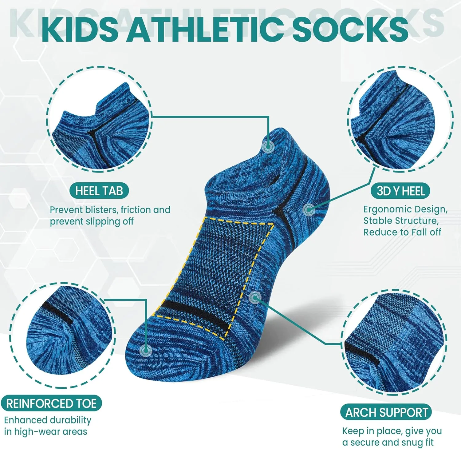 Kids Boys Ankle Socks Low Cut Athletic Cotton Sport Socks For Little Boys 6 Pairs