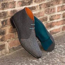 Men's Chukka Leather Boots Wide Plus Size Grey 3638
