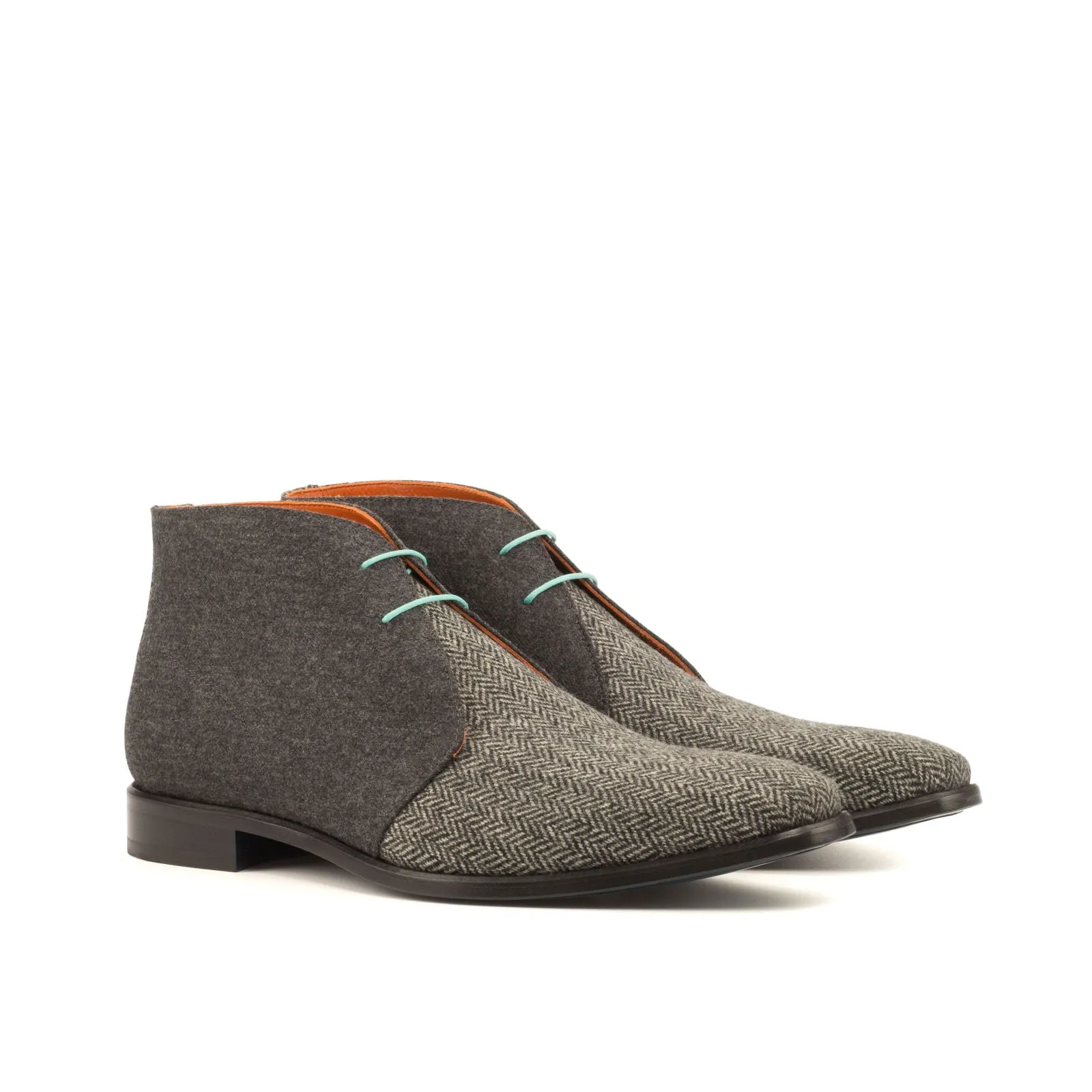 Men's Chukka Leather Boots Wide Plus Size Grey 3638