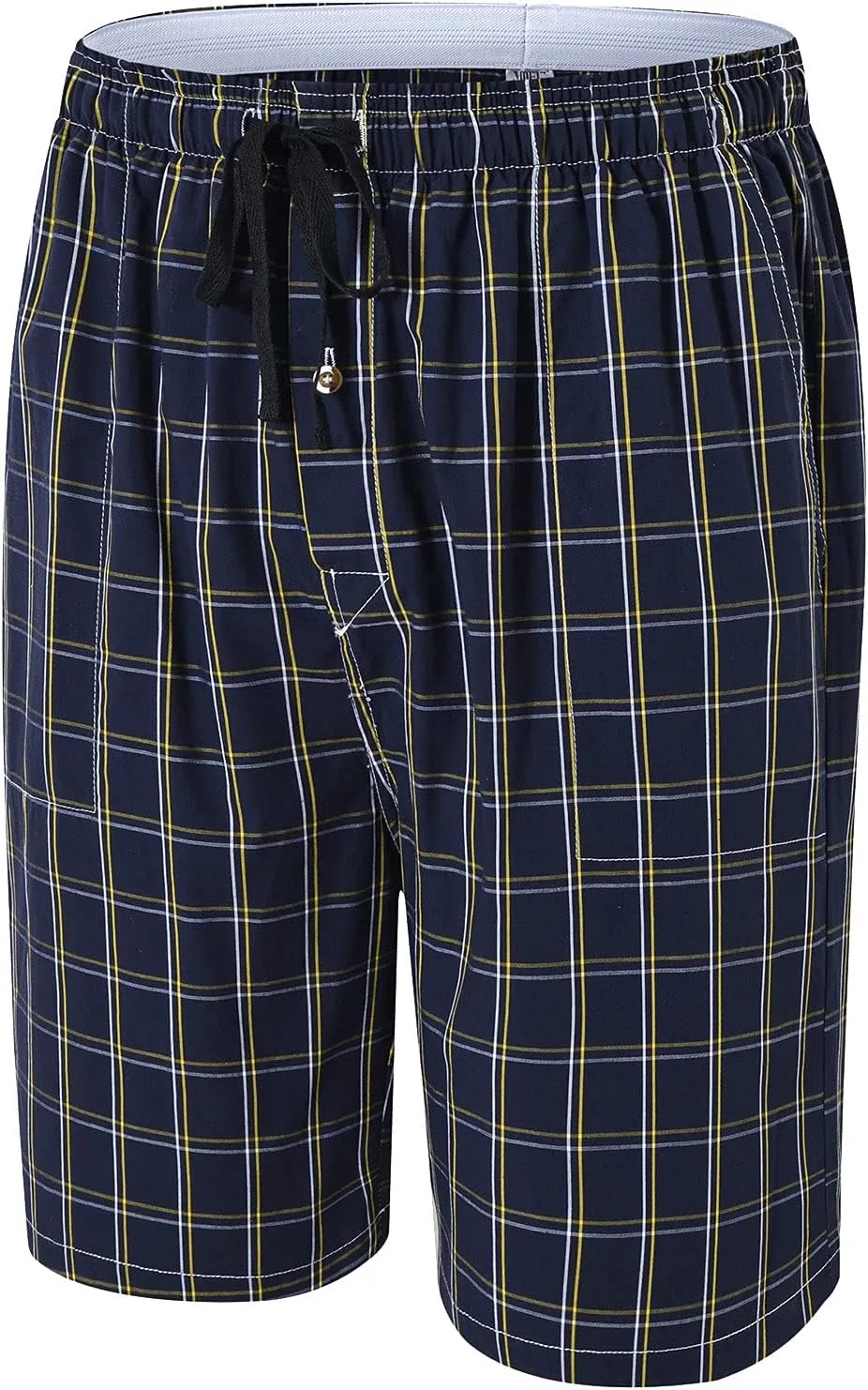 MoFiz Men's Plaid Pajama Shorts 3-Pack Cotton Sleep Lounge Shorts Lightweight Soft Summer Nightwear with Pockets Button Fly