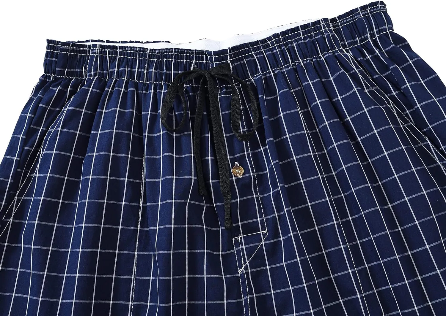 MoFiz Men's Plaid Pajama Shorts 3-Pack Cotton Sleep Lounge Shorts Lightweight Soft Summer Nightwear with Pockets Button Fly