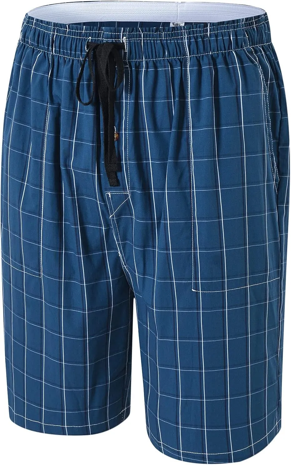 MoFiz Men's Plaid Pajama Shorts 3-Pack Cotton Sleep Lounge Shorts Lightweight Soft Summer Nightwear with Pockets Button Fly