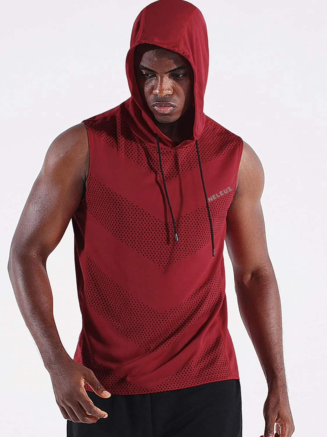 Neleus Men's Workout Tank Tops 3 Pack Sleeveless Running Shirts with Hoodie