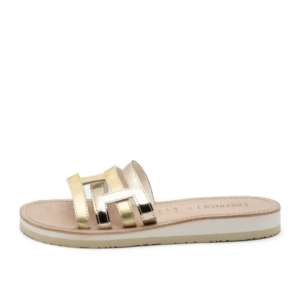 PIA Mayrich Gold strappy slides