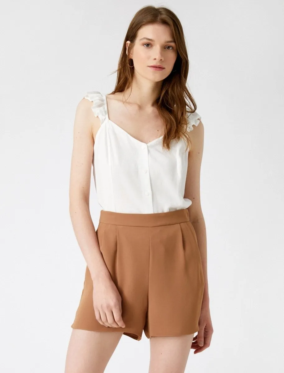 Ruffle Strap Cami in White