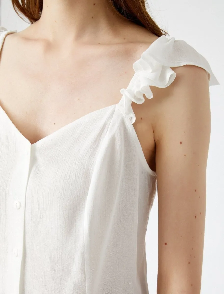 Ruffle Strap Cami in White