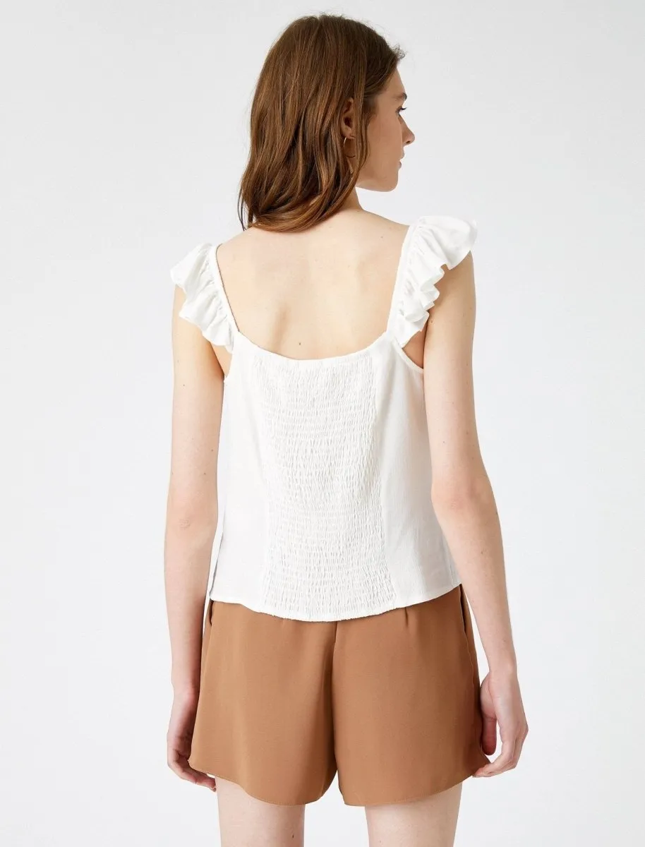 Ruffle Strap Cami in White