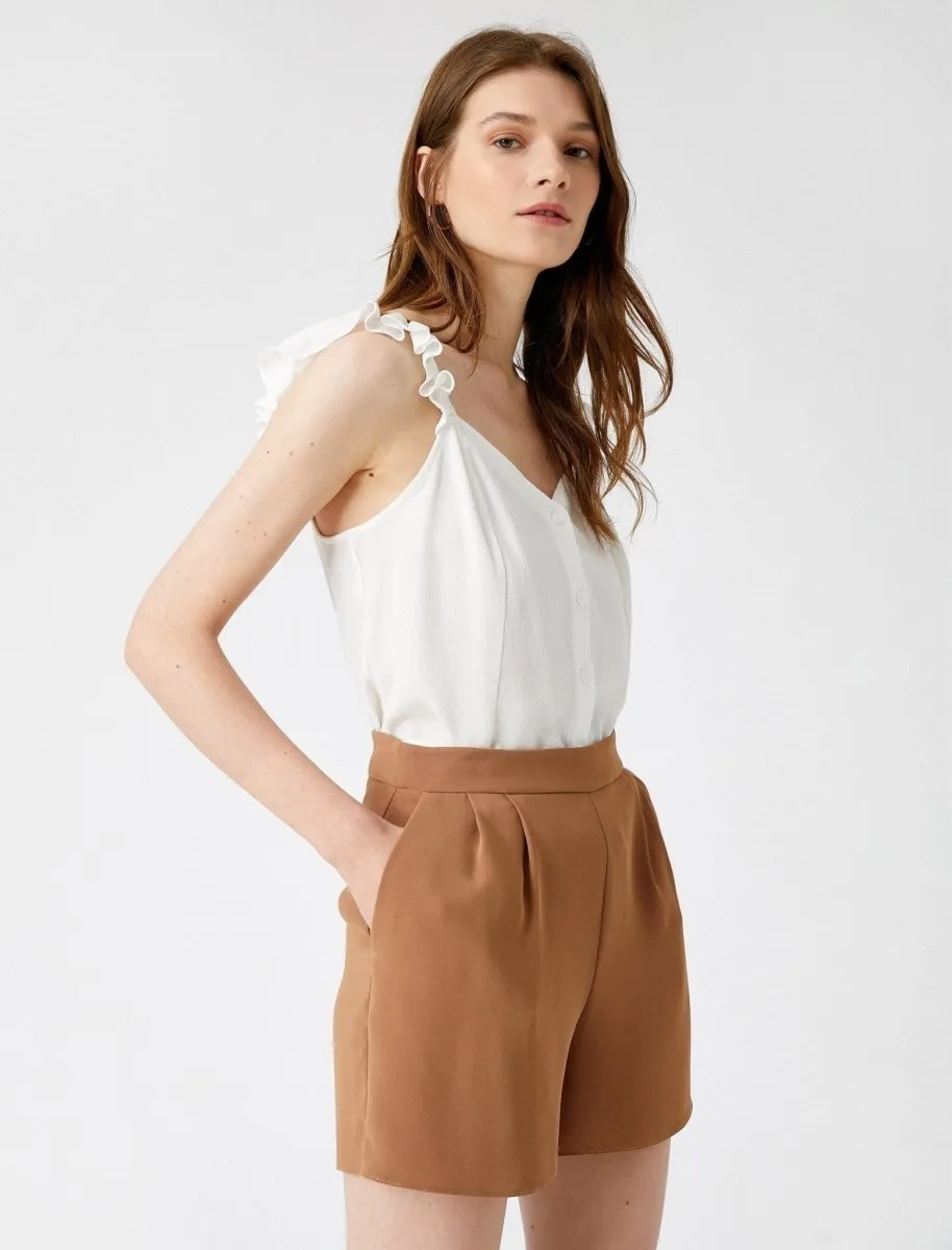 Ruffle Strap Cami in White