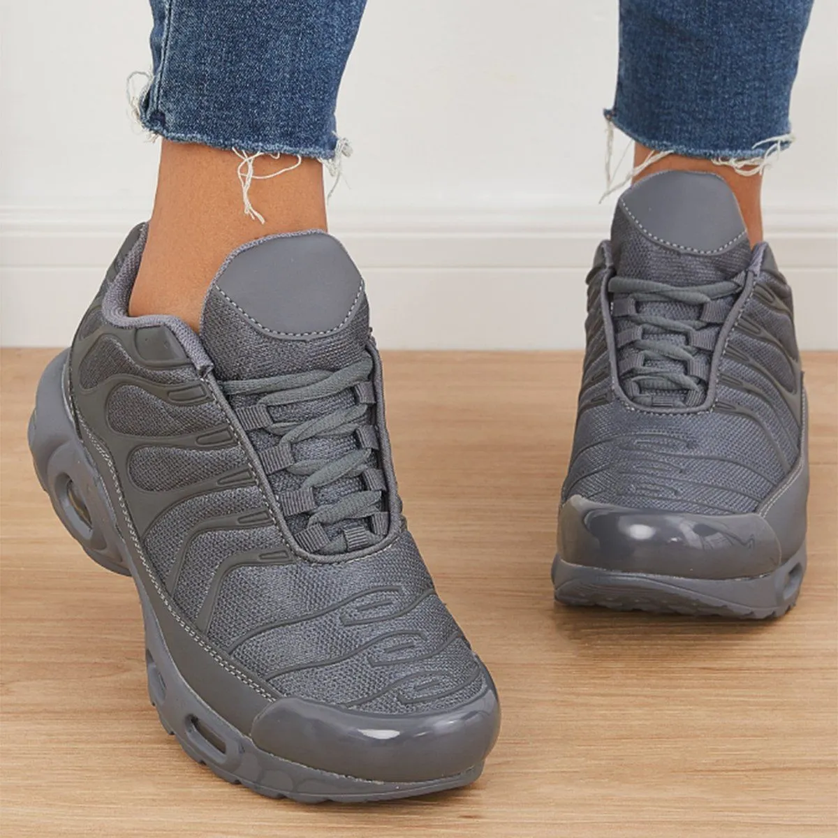 Sohiwoo  Women Comfortable Sneakers Air Cushion Lace-Up Running Shoes Chunky Sneakers