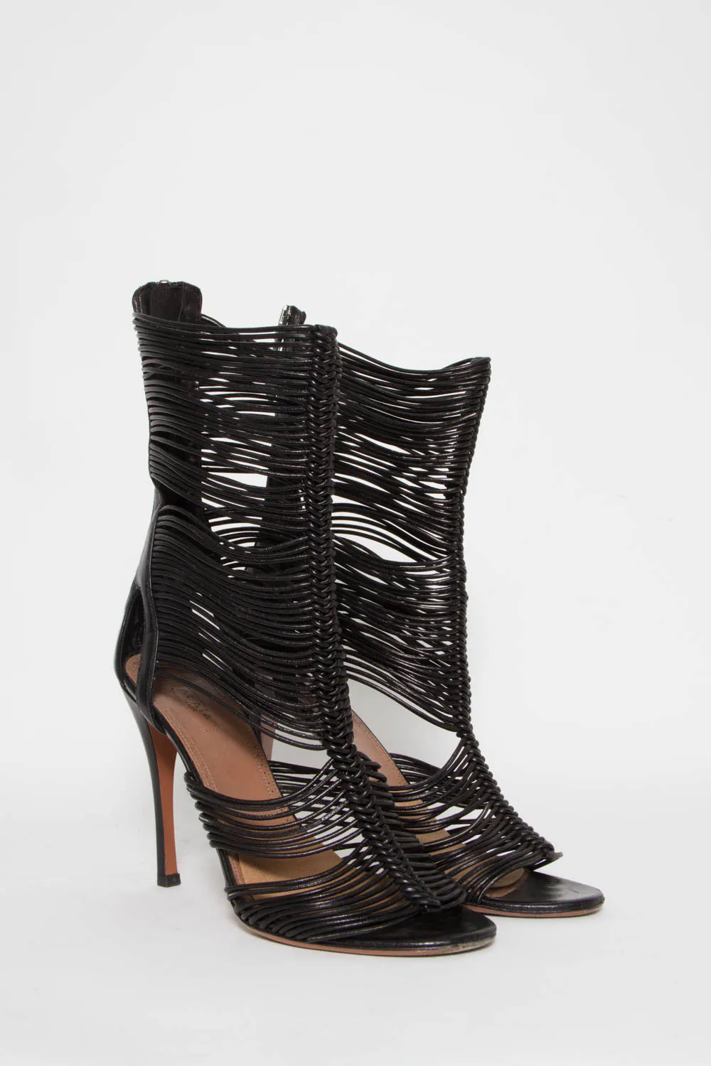 STRAPPY LEATHER ANKLE SANDALS