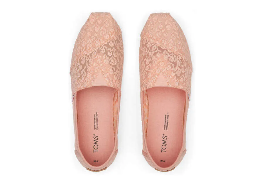 TOMS Womens Alpargata Floral Lace Espadrille - Peach Blush