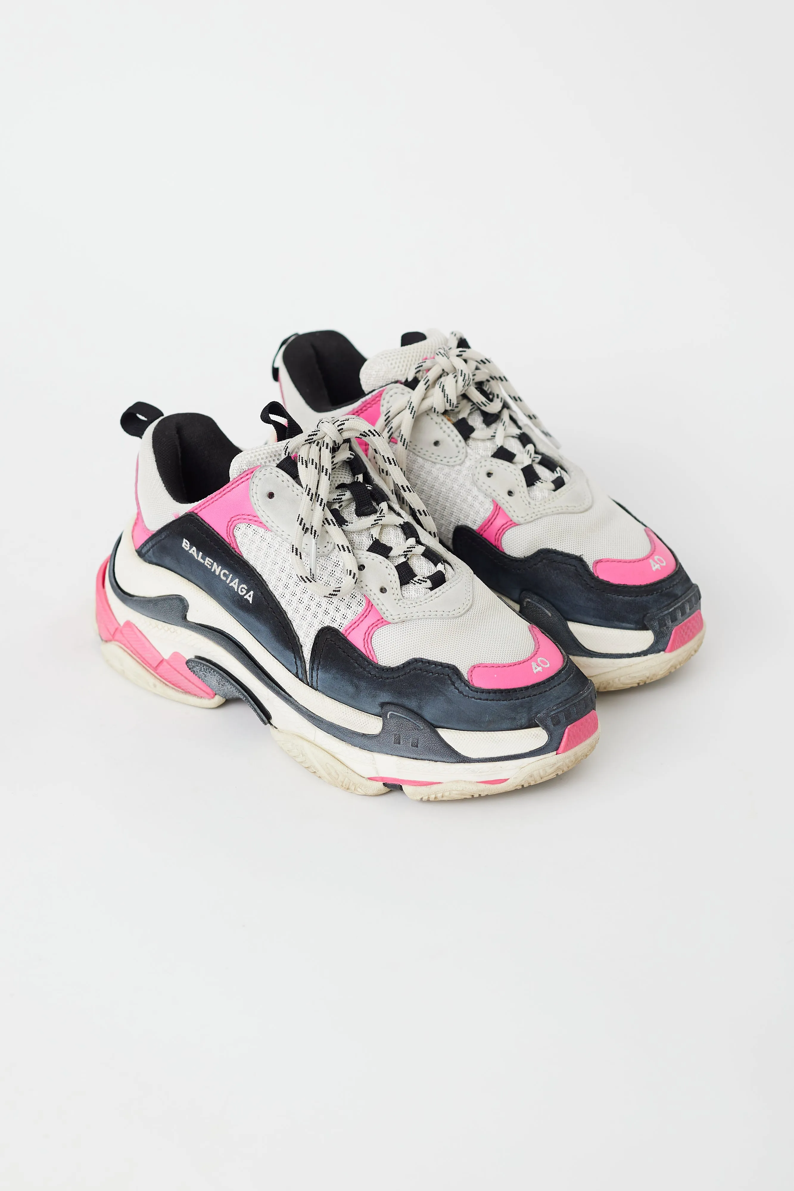 White & Pink Triple S Sneaker
