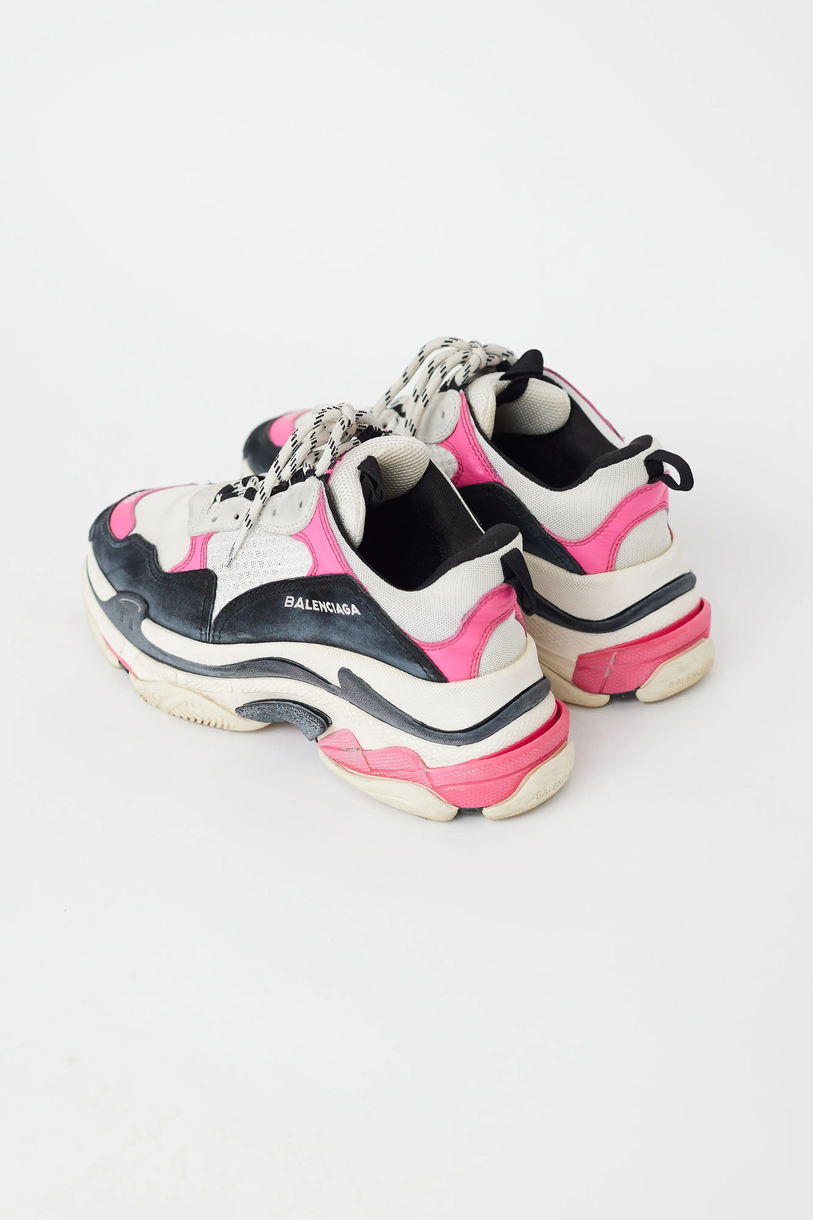 White & Pink Triple S Sneaker